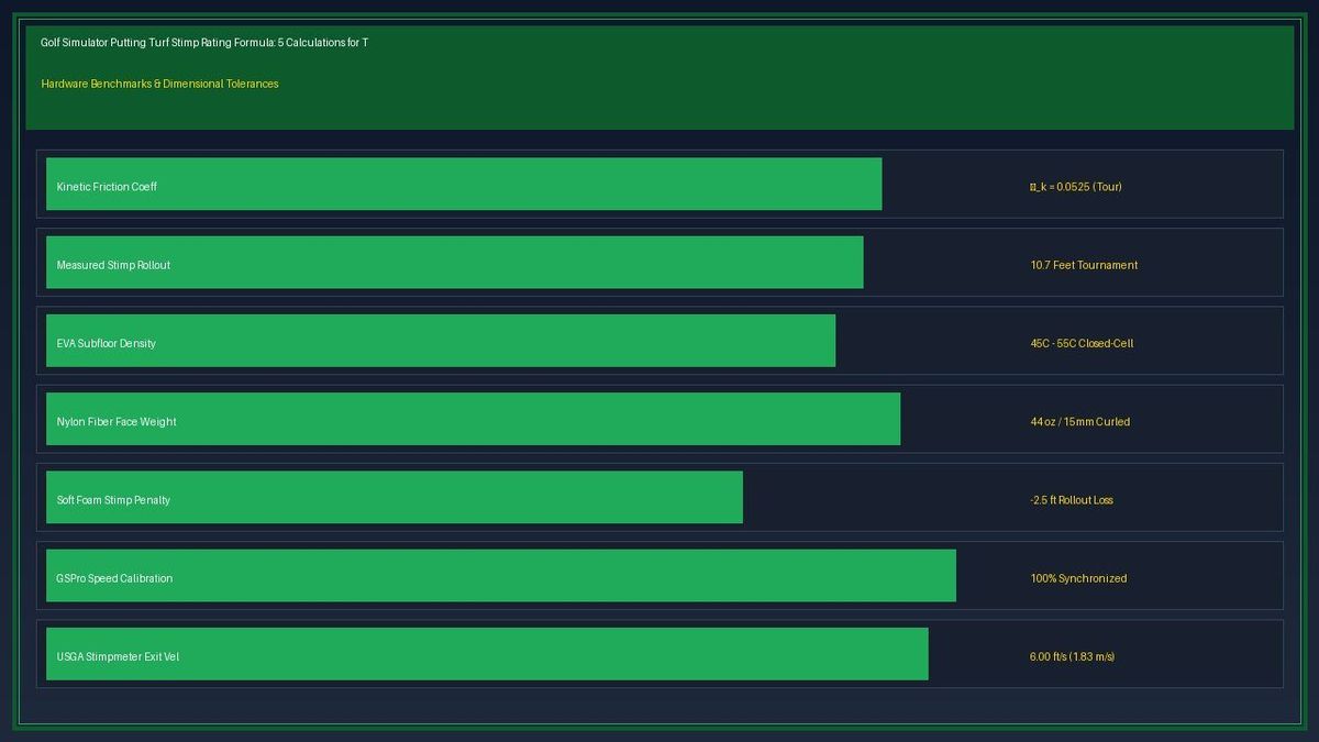 Golf Simulator Putting Turf Stimp Rating Formula: 5 Calculations for True Green Speeds Technical Overview and Setup Schematic
